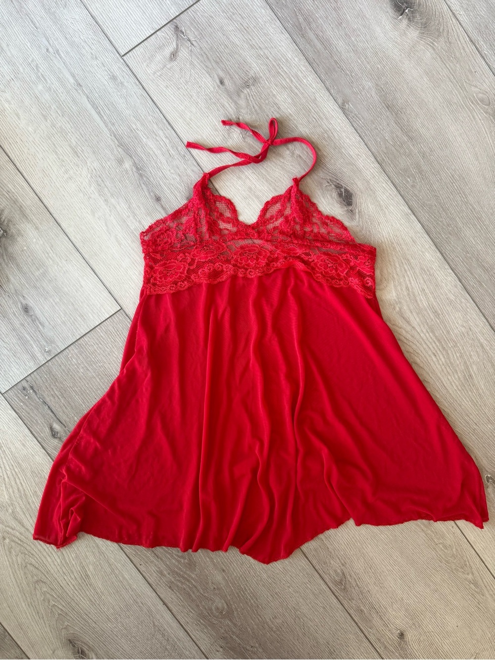 Red Lace Halter Nightdress